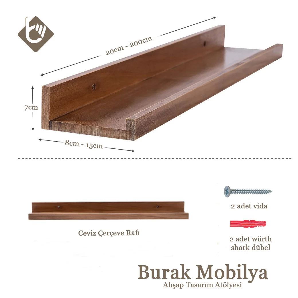 Ceviz Çerçeve Rafı görsel 6