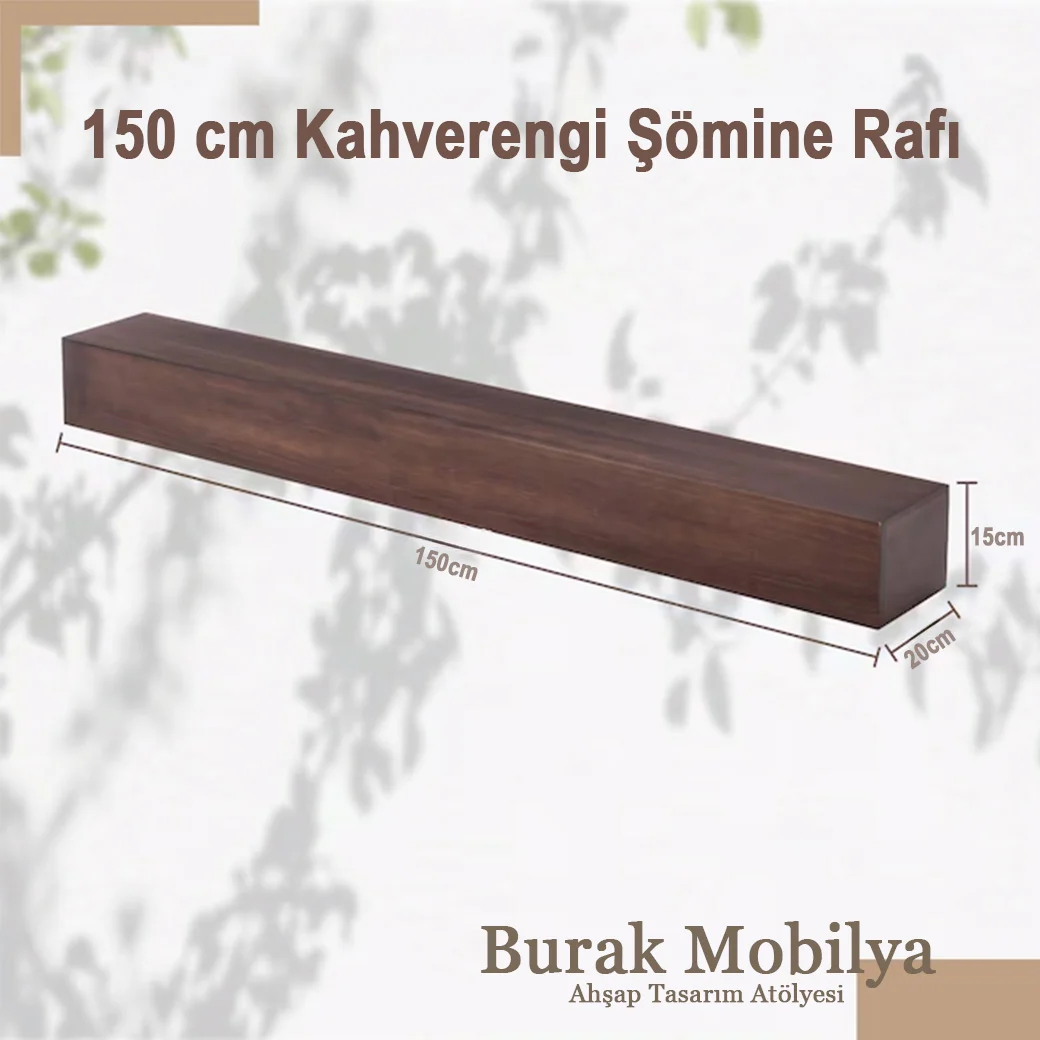 Kahverengi Ahşap Televizyon Rafı 150cmx15cmx20cm görsel 7